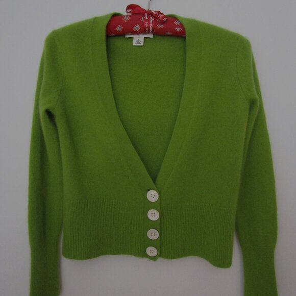 Italian CASHMERE Cropped Cardigan Cardy Sweater - Picture 4 of 11